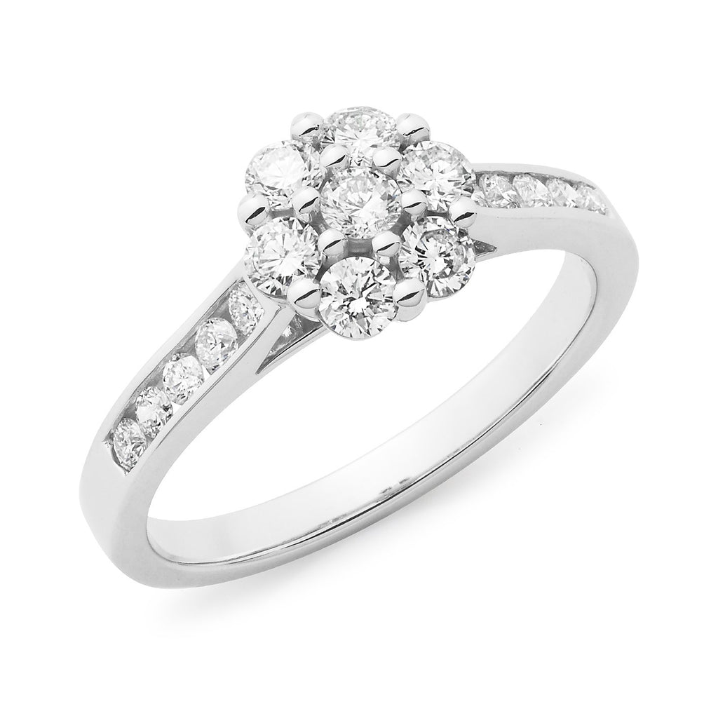 14k white gold diamond deals cluster ring