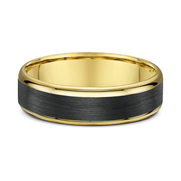 9ct Yellow Gold & Black Carbon Fibre Wedding Ring