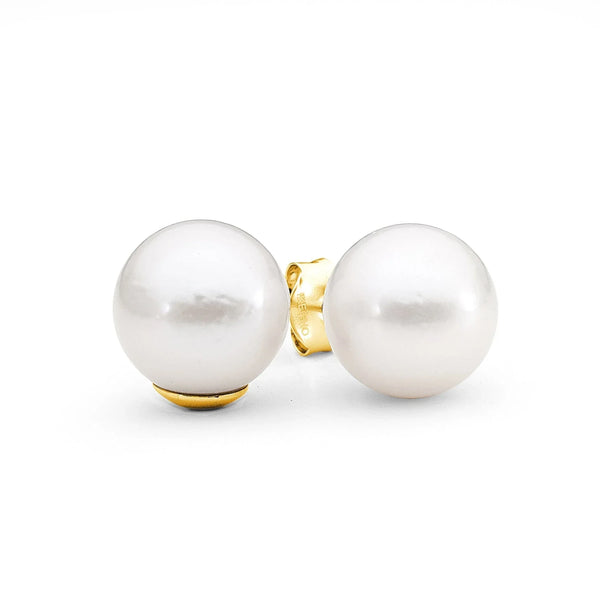 9ct Yellow Gold 10mm Freshwater Pearl studs