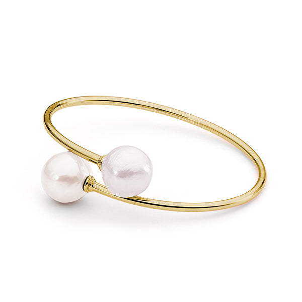 9ct Yellow Gold Freshwater Pearl Edison Bangle