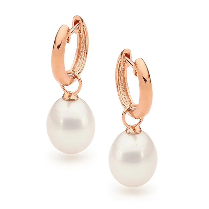 9ct Rose Gold 'Tilda' Pearl Huggie earrings